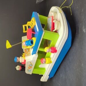 #6- Vintage Fisher Price Little People 1972 #985 Happy House Boat + Figures